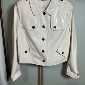 Carlisle White Polyester Jacket Cropped Fitted